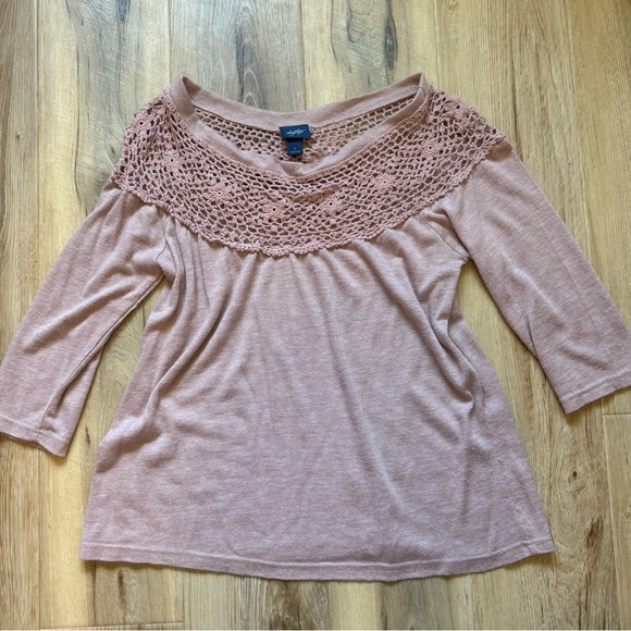 Daytrip Tops - Daytrip Blush Crochet Accent Top